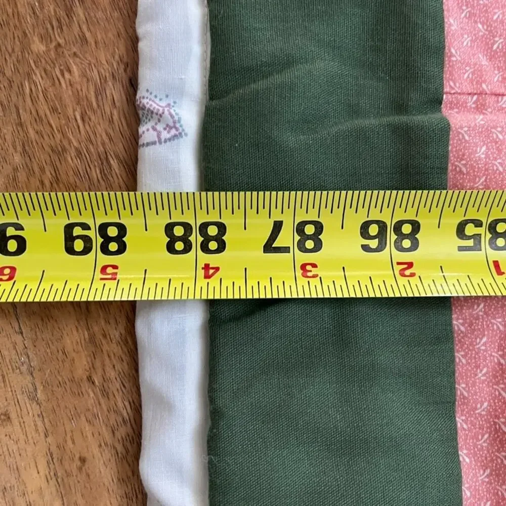 Vintage Quilt Bedspread Block Patchwork Pattern Pink Green 88 x 60